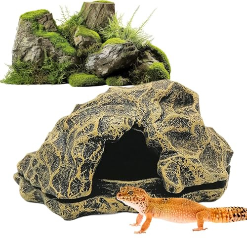 Grotta per rettili, terrario in resina finta roccia barbuta, accessorio per acquario, decorazione decorativa per interni, tartarughe, gamberetti, granchi