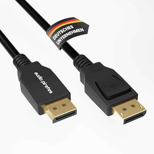 audio pirates Câble DisplayPort 2.1 (16 K UHD / 54 Gbps) – Câble Displayport sous licence VESA – Câble Displayport 2.1, câble DP avec bande et contacts plaqués or