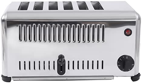 Stainless Steel Toaster, 6 Slice Toaster with Extra Wide Slots Drawer-Type Crumb Tray & Heat Sink Holes Chef Sliver Pop-Up Toasters for Home Restaurant Bakery to Make Toast Sandwiches Etc