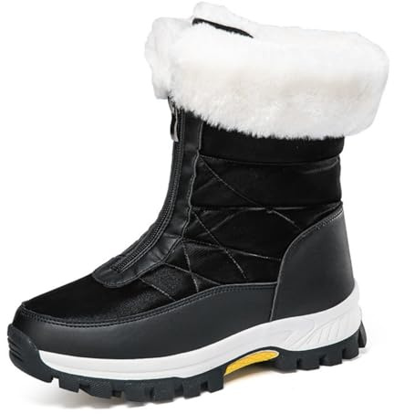 ENEN Bottes de Neige Imperméable Femme Homme 35-43, Bottes Femme Hiver Fourré Antidérapantes Semelle en Caoutchouc Chaude Confortable pour Extérieur, Randonnée (2329 Noir,38)