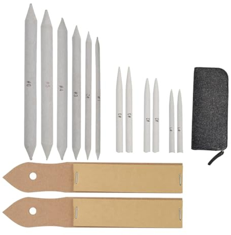 TOVINANNA Ensemble de 15 Pièces D’estompes et Tortillons en Papier de Verre pour Dessin Artistique, Accessoires de Croquis pour Esquisse, Outils de Mélange Finition, Paquet de Transport