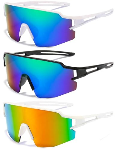 MUSELK Lot de 3 paires de lunettes de soleil de sport polarisées pour homme et femme - Lunettes de soleil polarisées pour activités de plein air, ski, VTT, vélo de route, vélo avec UV400