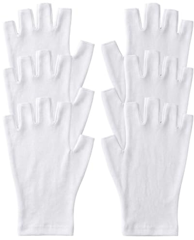 3 Pairs White Cotton Gloves,Cotton Gloves for Dry Hands,Fingerless Design Moisturising Glove,Moisturising Glove Overnight,Moisture Hand Wrap for Dry Hands Treatment,One Size Fits Most