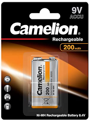Camelion 17020122 - Batería NI-MH 9 V Bloque HR6F22, Capacidad 200 mAh, Recargable