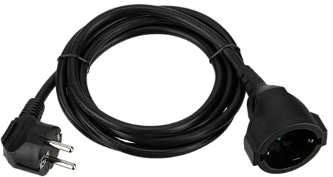 REV Verlängerungskabel - Verlängerung 2m mit Winkelstecker, 3680W, schwarz