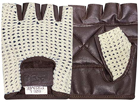 Red Cuero Sin Dedos Guante Ejercicio Gimnasio Bus Driving Guantes ciclismo Marrón cuero-blanco Malla cn-402 Extra MEDIANA
