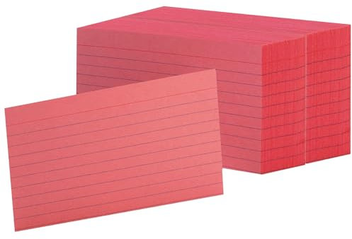 1InTheOffice Ruled Red Index Cards 3x5, Cherry Red, 200/Cards