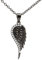 Serebra Jewelry Flügel Feder Anhänger Halskette aus 925 Sterlingsilber in Silber und Schwarz Damen (Schwarz)