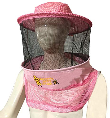 Massive Bee Store Three Layer Ventilated Beekeeping Veil in Round (3-Layer Hat, Pink)
