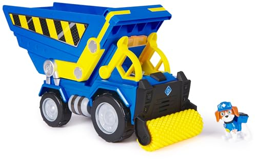 Rubble & Crew - Premium Baufahrzeug mit Kippmulde, Planierwalze, Lichtern und Geräuschen (Deluxe Fahrzeug) und Wheeler-Figur, Spielzeug für Kinder ab 3 Jahren