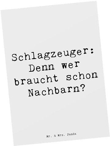 Mr. & Mrs. Panda Ansichtskarte Spruch Schlagzeuger Spruch - Geschenk, Musik, Lernen, Grußkarte, Postkarte, Trommeln, Band, bildkarte, Beats, Kunstkarten, Postkarten, Präsenz, Musiker, Schlagzeug