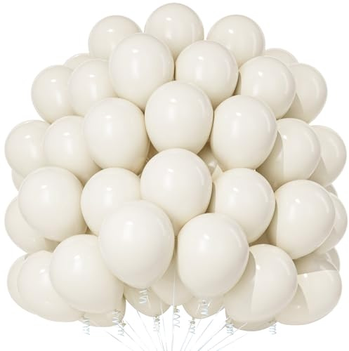 Teselife 100 Pezzi Palloncini Beige Opachi Latex 12 Pollici, per Compleanno Uomo/Donna, Baby Shower, Anniversario, Matrimonio, Fidanzamento, Diploma, Decorazione Feste
