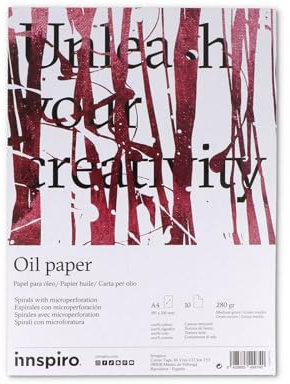 INNSPIRO Ölpapierblock, A4, 10 Seiten, 280 g/m², spezielles strukturiertes Papier für Öl und Acryl, schwere Malerei
