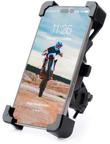 ANGORA BRANDS Bike Phone Holder – Adjustable & Shockproof Cellphone Mount for All Smartphones | Secure Bicycle Handlebar Mount by Revas