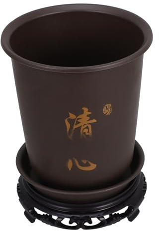 TOYANDONA 1 Juego De Macetas para Orquídeas con Base De Drenaje Maceta para Plantas De Interior Macetas Verdes con Base Color Café Oriental