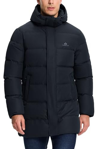 Pioneer Camp Chaqueta de plumón para hombre, larga, cálida, resistente al viento, impermeable, chaqueta de entretiempo, con forro, chaqueta de invierno con bolsillos, parka, chaqueta con capucha (224