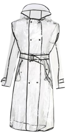Warmhm Trasparente con Giacca Antipioggia Leggera Long con Cappuccio Rainwear e Resistente Xl