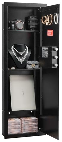 VEVOR Cassaforte a Muro da 103 x 370 x 1100 mm con Password e Chiave, Alloggiamento Integrato in Acciaio Laminato a Freddo Q235 con Ripiani Regolabili e Illuminazione a LED, per Denaro, Gioielli