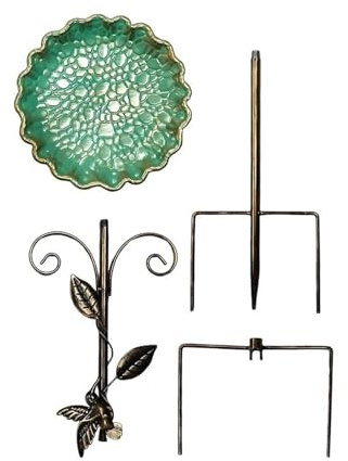 Shurhome Wrought Iron Bird Bath Feeder Bowl for Garden and Patios with Rust Proof Coating and Stable Base Design Garden Wildlife Bird Bath