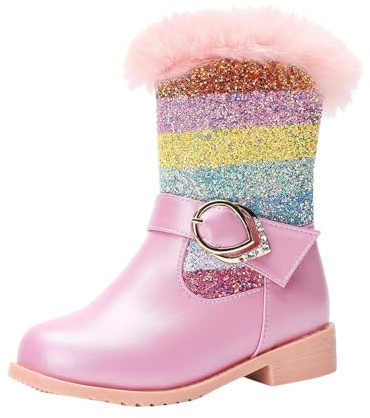 Botas genéricas para niños para niñas botas para niñas mediados de pantorrilla redonda lentejuelas de vaquero occidental para niños pequeños zapatos de equitación de moda occidental