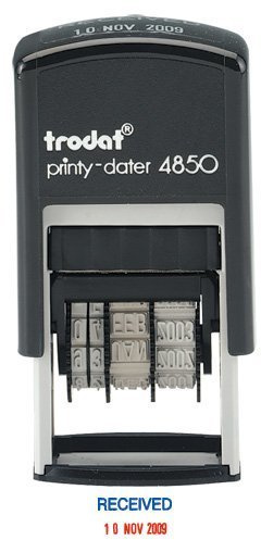Trodat Printy 4850/L1 Dater Stamp Compact Wording Received in Blue Date in Red Ref 76313