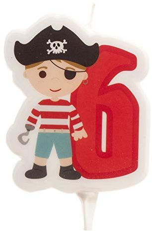 Dekora - Pirate 2D Birthday Candle for Children's Cakes - Number 6