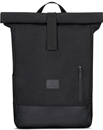 Johnny Urban Rolltop Rucksack Damen & Herren Schwarz - Adam Large - 16 Laptop Fach - Robustes Baumwoll Canvas - Wasserabweisend