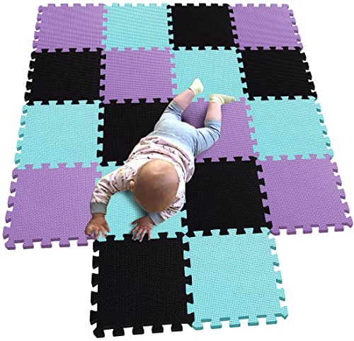 MQIAOHAM® 18 Pieces Puzzle Play Mats, Soft Baby Play Mat, Kids Interlocking Foam Floor Tiles, Toddlers Carpet Playmats G301018-104108111