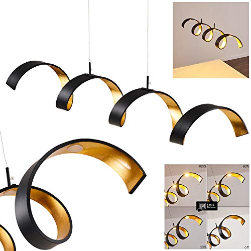 LED Pendelleuchte Rezat, dimmbare Hängelampe aus Metall in Schwarz/Gold, längliche Hängeleuchte, Höhe max. 120 cm, 20 Watt, 1200 Lumen, Lichtfarbe 3000 Kelvin (warmweiß)