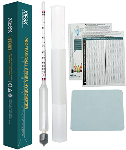 XIESK Alcoomètre Pèse-Alcool Densimètre 0-100 Vol% pour Alcool distillé et spiritueux Alcool et spiritueux Mode d’Emploi en français(sans thermomètre et Cylindre en Plastique)