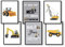WIETRE® 6er Set Bilder Baufahrzeuge Bagger Kran Kinderzimmer Deko | Bild Junge Babyzimmer Poster DIN A4 | LKW Baustelle Stapler Walze Auto Fahrzeuge Dekoration (ohne Rahmen)