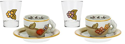 THUN - Set 2 tazzine caffè e 2 Bicchierini in Vetro Country