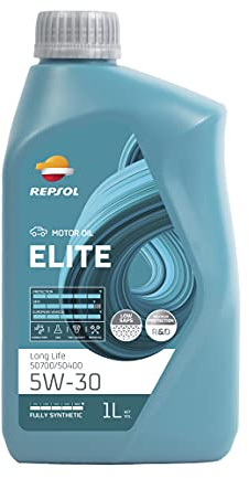 REPSOL aceite lubricante sintético de larga duración (Long Life) para coche ELITE LONG LIFE 50700/50400 5W-30 1L