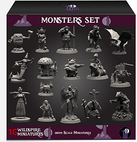 Wildspire Monsters Pack for DND Miniatures Booster Pack of 16 DND Monsters Minis DND Accessories D&D Miniatures DND Minis DND Figures Starter Set Tabletop