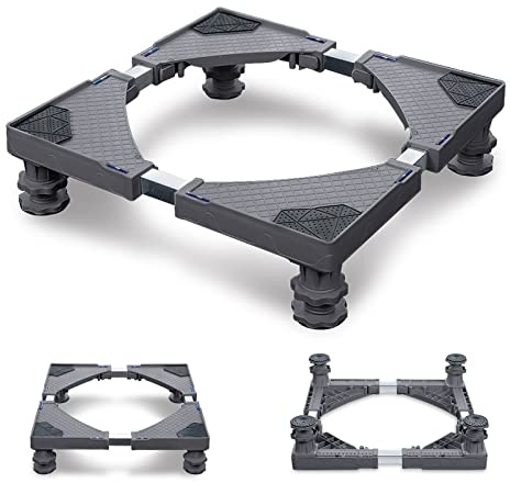 TRMLBE Base de Machine à Laver Base de 4 Pieds pour Machine à Laver Socle Multifonctionnel réglable 44-75CM (Gris, sans Roues)