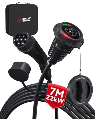 MCEVKELN Typ 2 EV Ladeverlängerungskabel 22kW 32A | 7M Verlängerungskabel| 3Phase, Elektrofahrzeug IEC62196-2 [Mennekes] Stecker Ladekabel kompatibel für Hybrid-Elektroautos