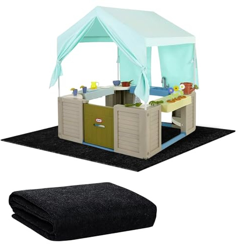 BOUTICOL Outdoor Playhouse Mat - 57'' x 57'' Portable Outdoor Playhouse Activity Rug with Non Slip Backing Outside Game House Play Mat Playhouse Pad Rug for Outdoor Home Floor