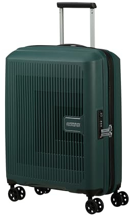 American Tourister Aerostep - Spinner S, Erweiterbarer Handgepäck, 55 cm, 36/40 L, Grün (Dark Forest)