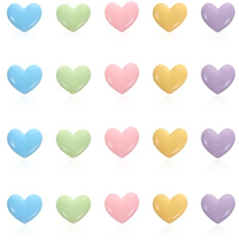 KFHENSOMR 20 imanes de nevera coloridos en forma de corazón para el refrigerador, pequeños imanes decorativos 3D para nevera en forma de corazón para cocina, pizarra blanca, pizarra magnética