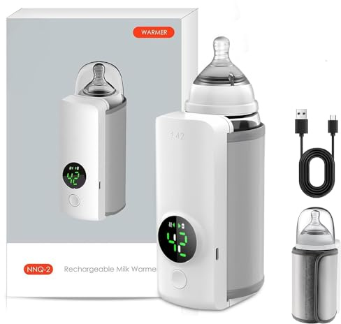 Chauffe Biberon Portable, Afenau 6000 MAh Chauffe-biberons avec 6 Températures, Chauffe Biberon Sans Fil, LED Chauffe Biberon Portable Sans Fil fur Travel