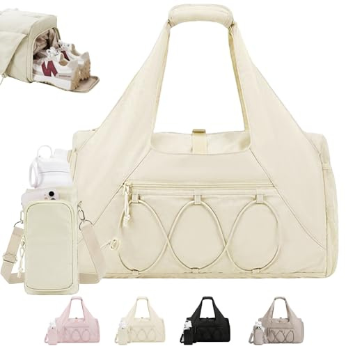 AUNGKWANG Sac de Gym pour Femme, Sac de Voyage Léger avec Compartiment à Chaussures, Compartiment Humide et Sacs de Bouteille d’Eau, pour Voyages, Randonnée, Natation, Yoga, Weekends