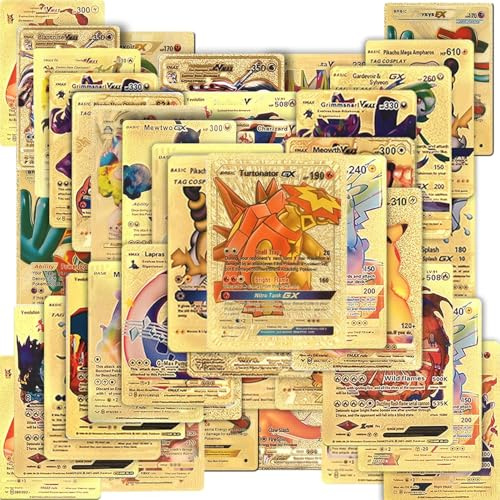 Gold Cards Packs Collectible Card Games Deck Box Gold Foil Card Rare Golden Cards for Fans Collectors Gifts No Duplicates （55 PCS ）