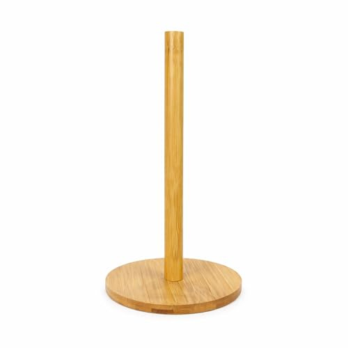 Wooden Kitchen Roll Holder – Free Standing Oak Style Paper Towel Holder, Bamboo Kitchen Towel Stand, Wooden Kitchen Roll Holder for Countertop, Modern Kitchen Accessory