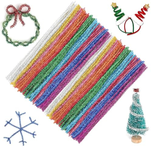 G2PLUS 200 Pezzi Bastoncini Decorativi in Ciniglia,Strisce pulisci Tubi,Scovolini Colorati per Lavoretti,Filo di Ciniglia di Peluche per Bricolage e Decorazione per Bambini e Adulti