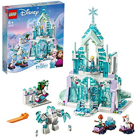 LEGO 43172 Disney Princess Elsas magischer Eispalast Set mit Prinzessin ELSA und Anna Minipuppen und Frozen Spielplatz,Ab 6 Jahren, Mehrfarbig
