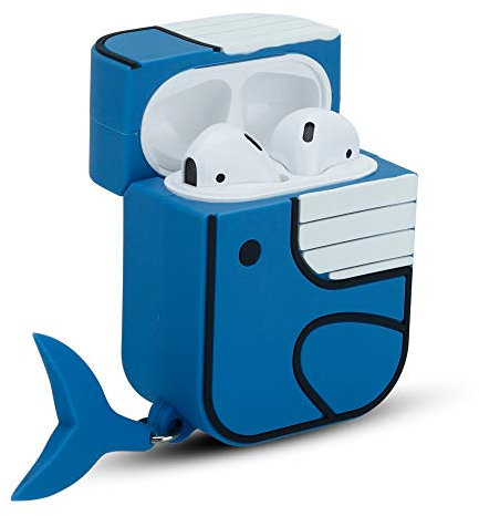 Cadorabo Funda Protectora Compatible con Apple AirPod 1 & 2 - Funda de Silicona portátil para Auriculares Llavero 3D - en diseño Blue Whale - Estuche para Tapones para los oídos
