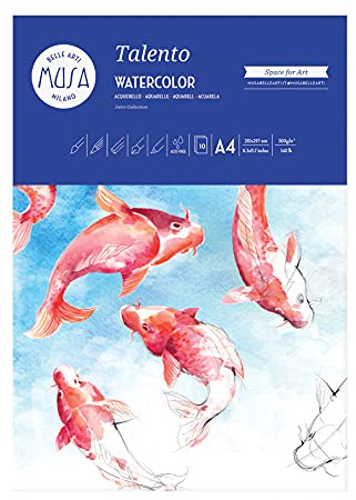 Musa 94140 Carta da Acquerello Talento, A4, 300 gr, 10 Fogli