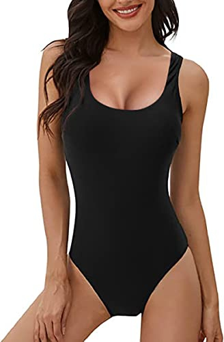 JFAN Traje de baño de una Pieza para Mujer Sexy Traje de baño con Cuello en U Profundo Estampado de Serpiente de Leopardo Moda Sexy Halter Halter Bikini de una Pieza(Negro,M)