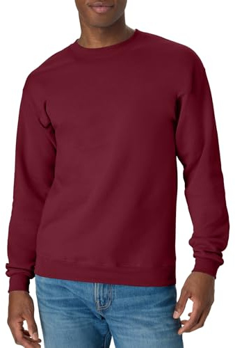 Hanes Mens EcoSmart Fleece Sweatshirt, Cotton-Blend Pullover, Crewneck Sweatshirt for Men, Mulled Berry 1 Pack, M
