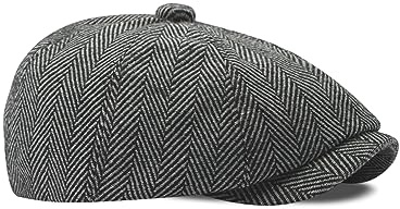 Dalababa Coppola Uomo Herringbone, Regolabile Cappello Peaky Coppola Berretto Piatto Baschi, Irlandese Gatsby Newsboy Cap, Grigio